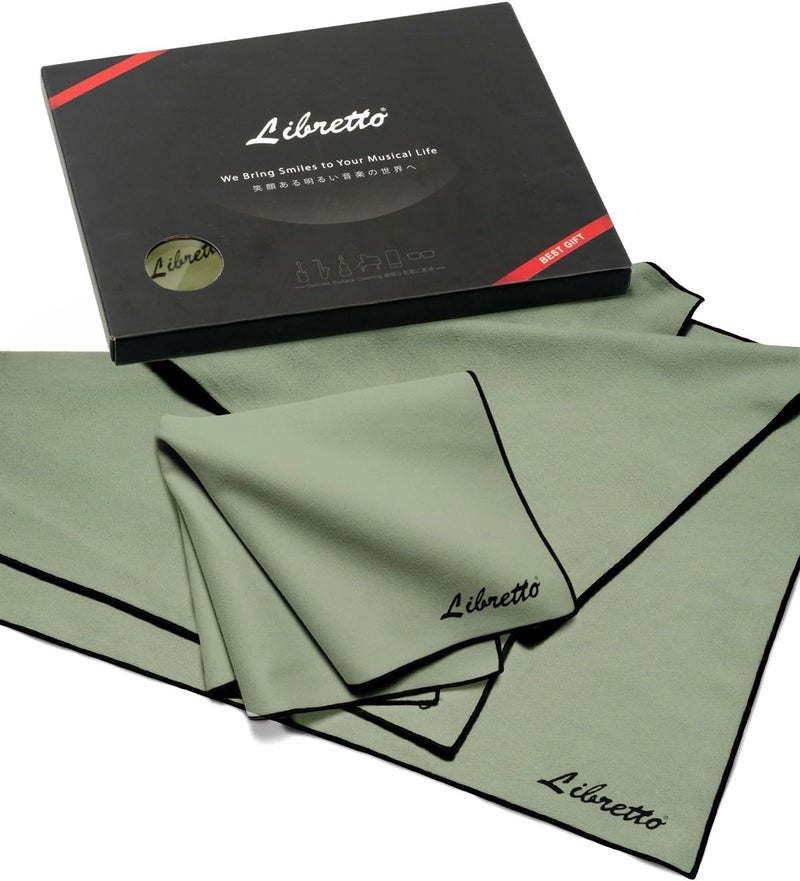 Libretto Microfiber Polish Cloth for Musical Instrument, 3 Sizes in 1 Pack, Trumpet and Brass Cleaning Product, Green, Lint-Free, Super Soft, Gift, for Piano, Violin, Guitar, Saxophone, Laptop. - Image 1